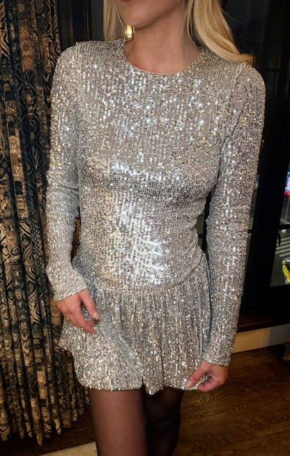 Zelda Mini Dress ~ Platinum Sequins