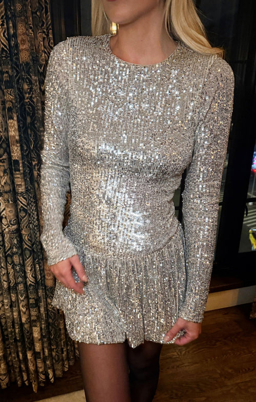 Zelda Mini Dress ~ Platinum Sequins
