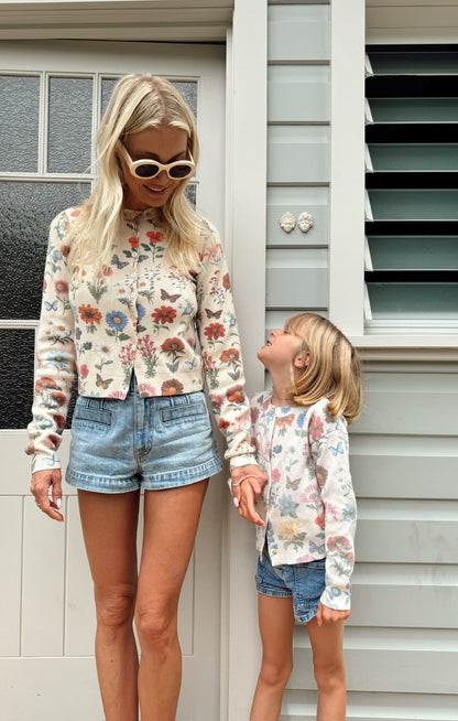 Little Cafe Cardigan ~ French Floral Knit