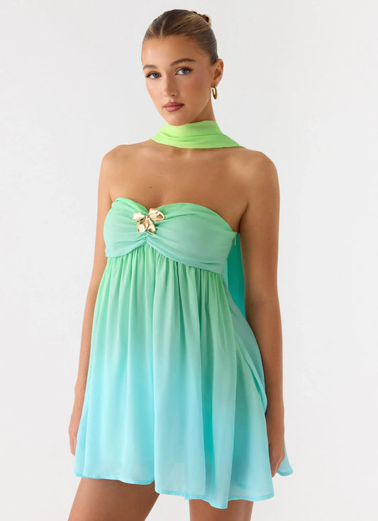 Calantha Scarf Mini Dress Sea Ombre