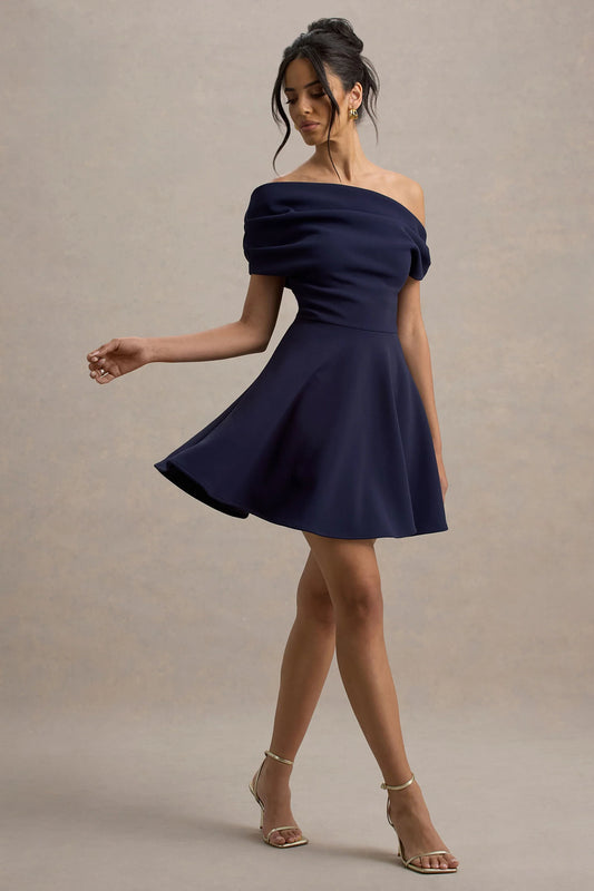 Agnes Navy One Shoulder Mini Dress
