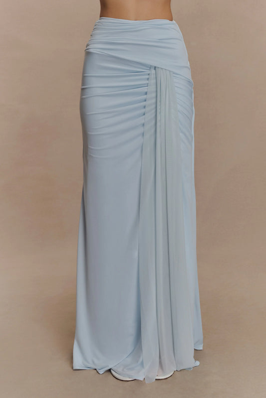 Calandra Slinky Maxi Skirt Pale Blue