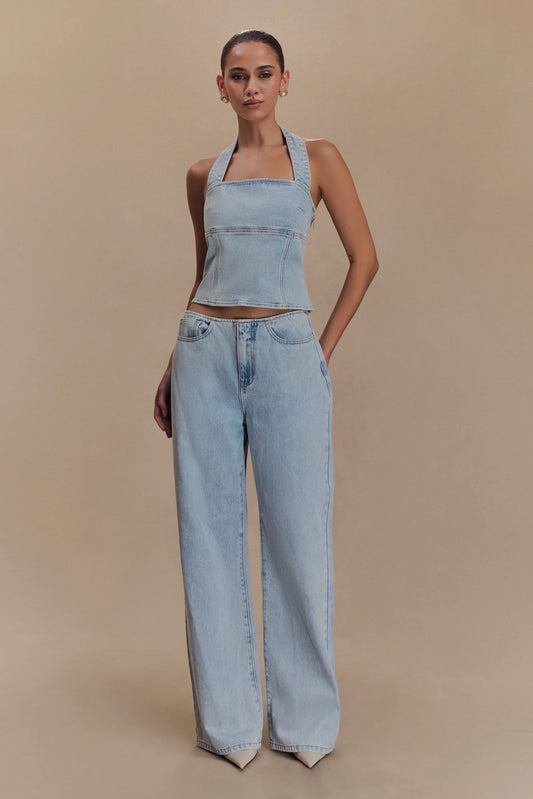 Caitlin Mid Rise Denim Jeans Light Blue