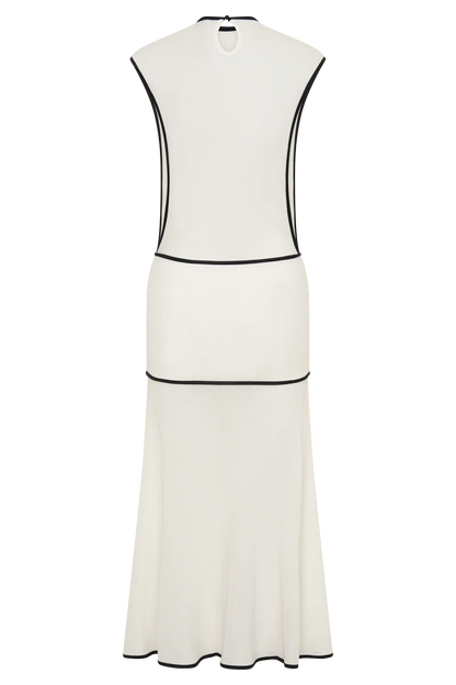 Aris Sleeveless Sheer Maxi Dress Black White