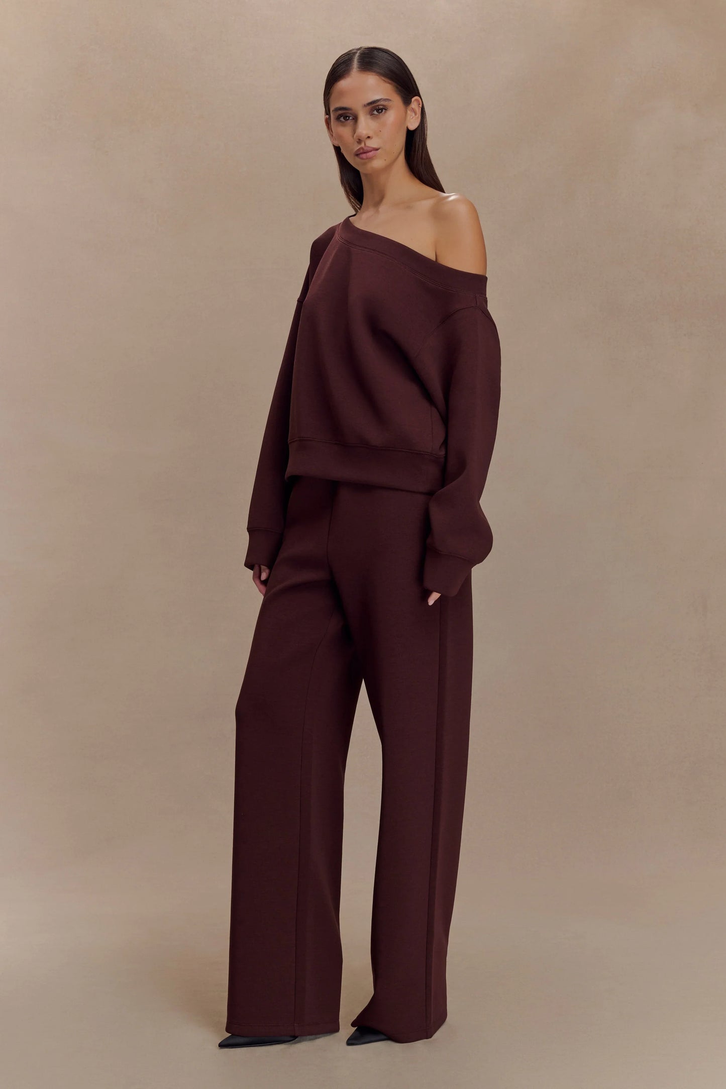 Aiden Slouchy Crew Jumper Chocolate