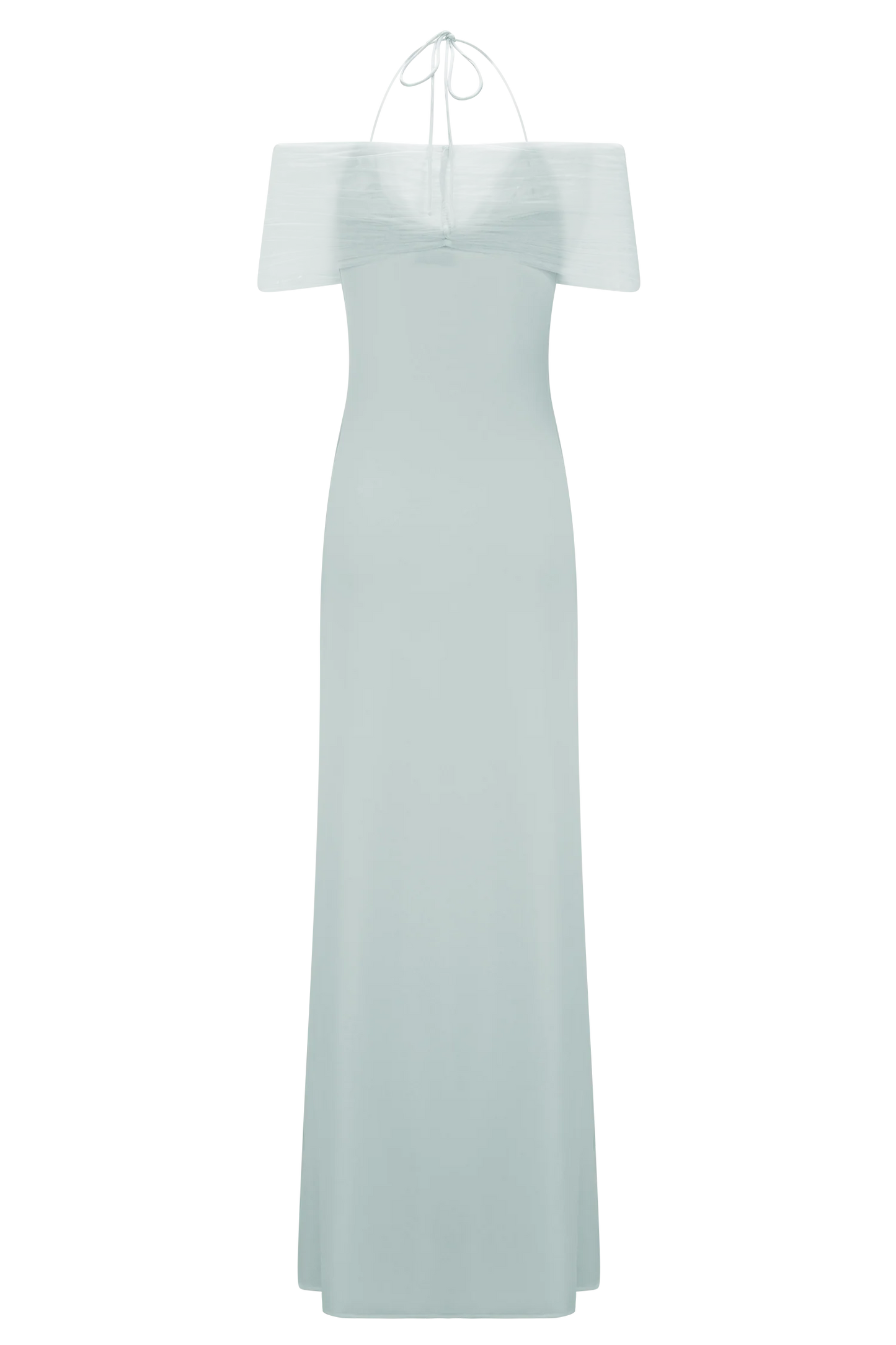 Bernadina Mesh And Slinky Halter Maxi Dress Pale Blue