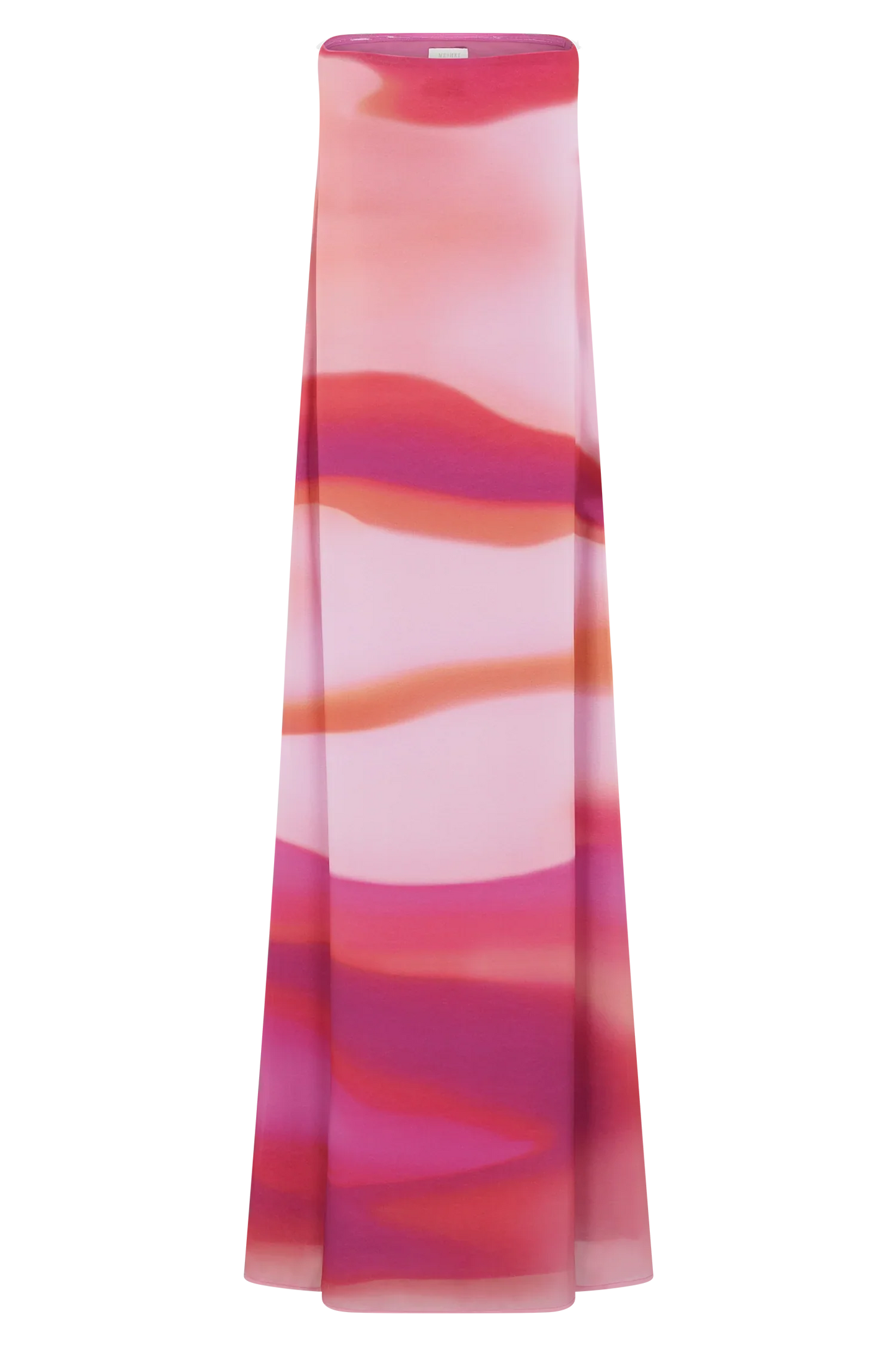 Amaya Strapless Chiffon Maxi Dress Pink Sunset Print
