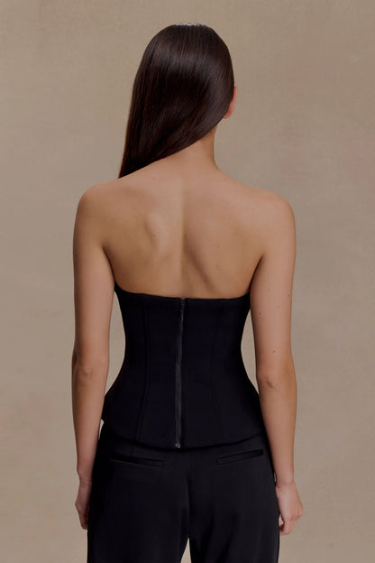 Arla Button Up Corset Top Black