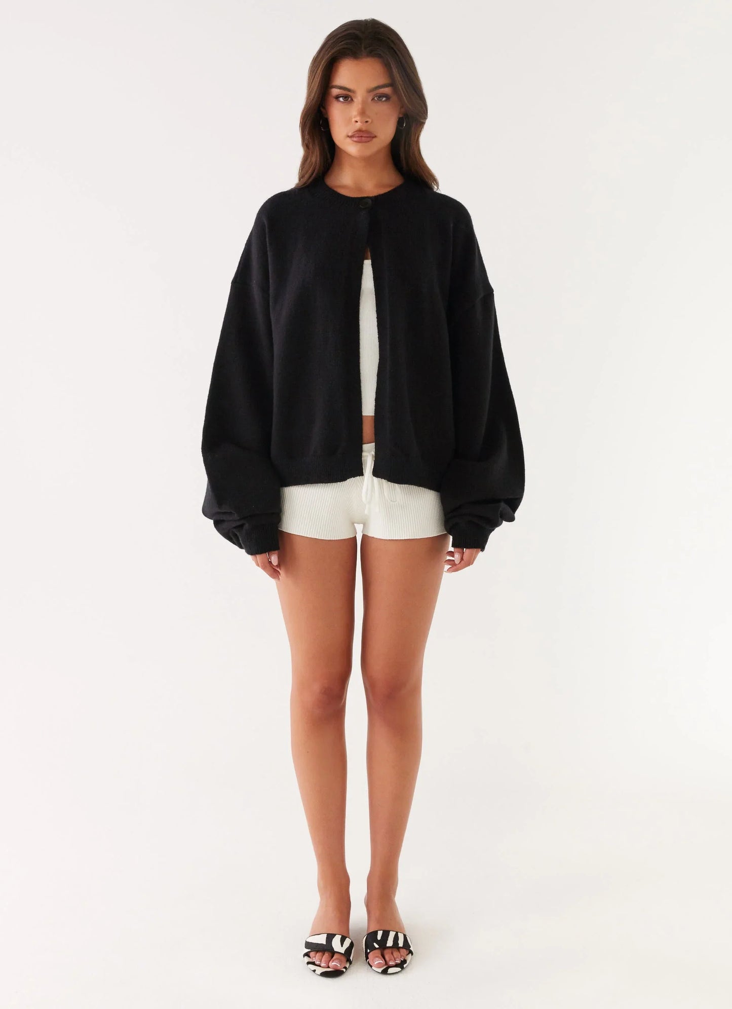 Annie One Button Cardigan Black
