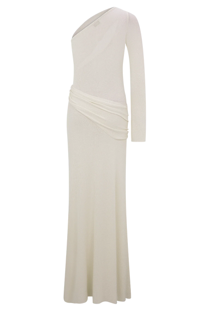 Alexius One Shoulder Knit Maxi Dress Ivory