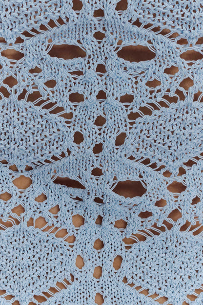 Aeline Strapless Crochet Knit Top Sky Blue