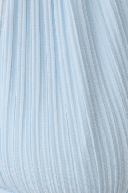 Amaris Sleeveless Plisse Halter Top Pale Blue