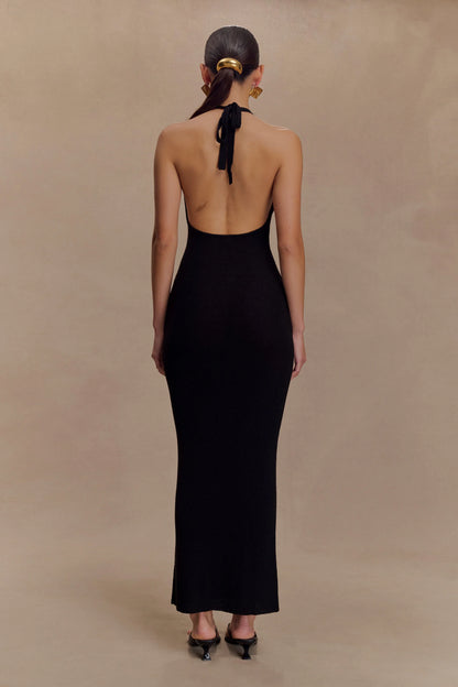 Ayella Cowl Knit Maxi Dress Black
