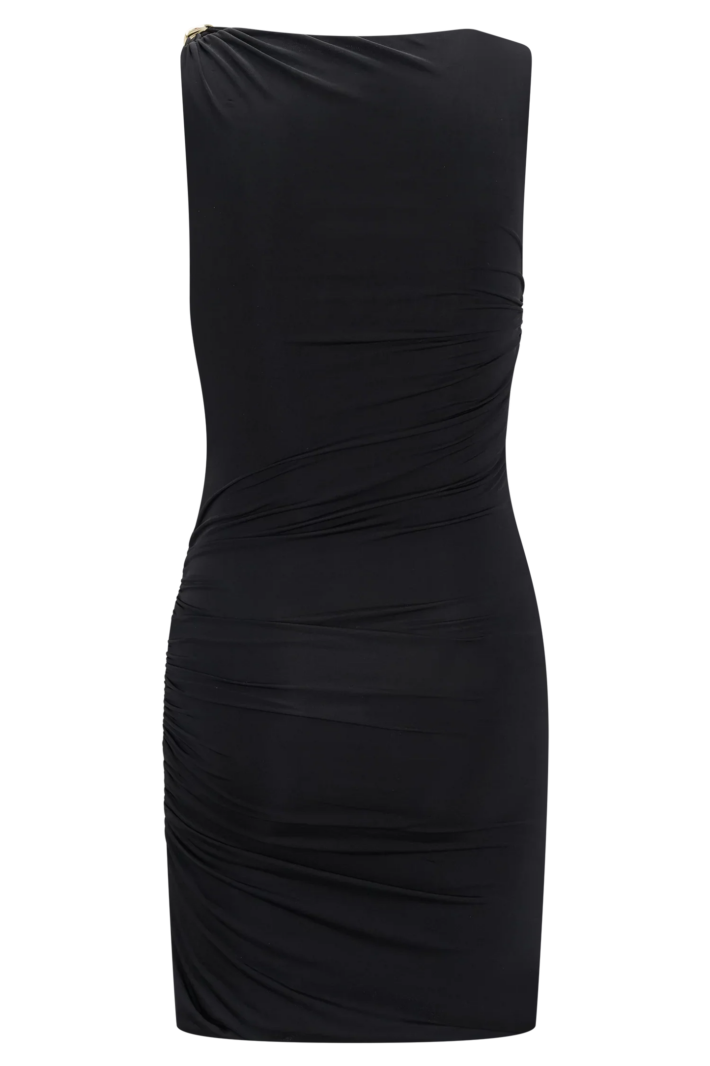 Amia Slinky Sleeveless Mini Dress With Hardware Black