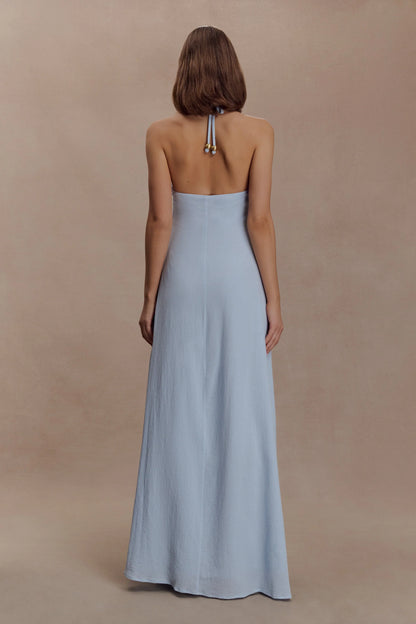 Abeda Cotton Maxi Dress With Hardware Pale Blue