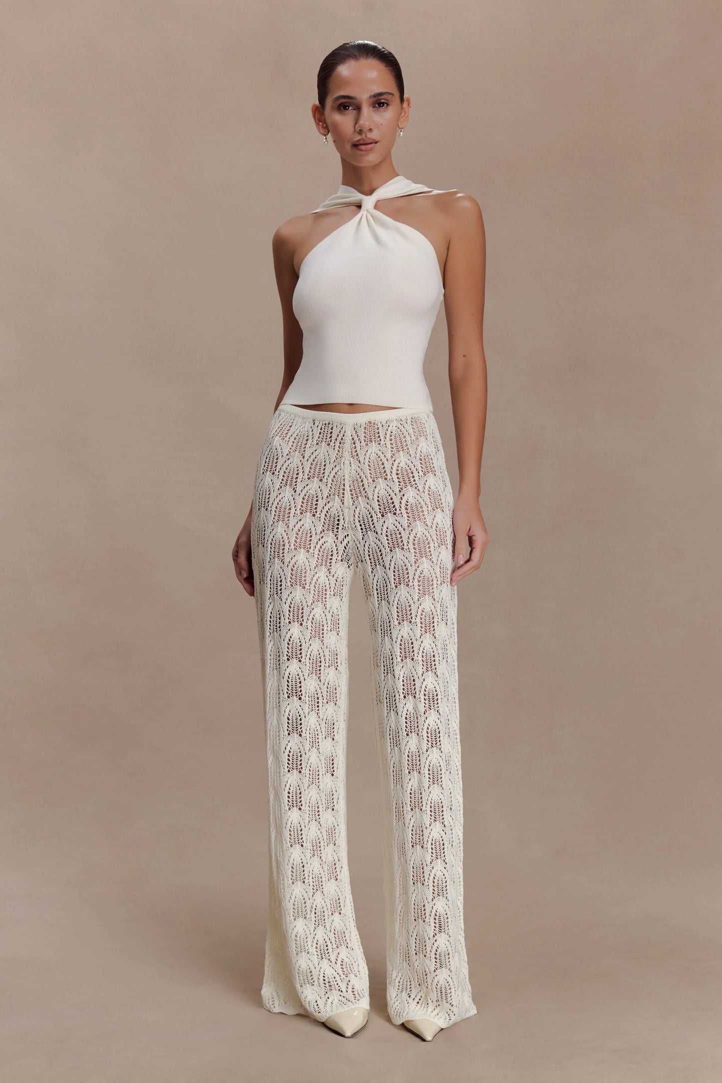 Angelika Twist Front Knit Top Ivory