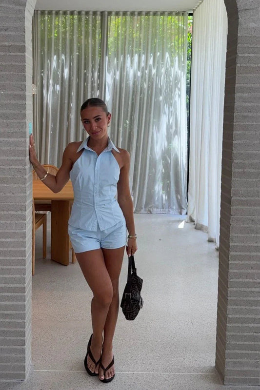 Caelan Blue Woven Shorts