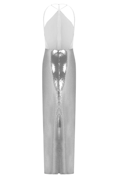 Baldwin Sequin Cut Out Maxi Dress Silver