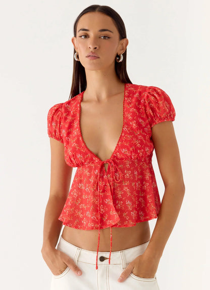 Ailani Top - Magenta Red Rose
