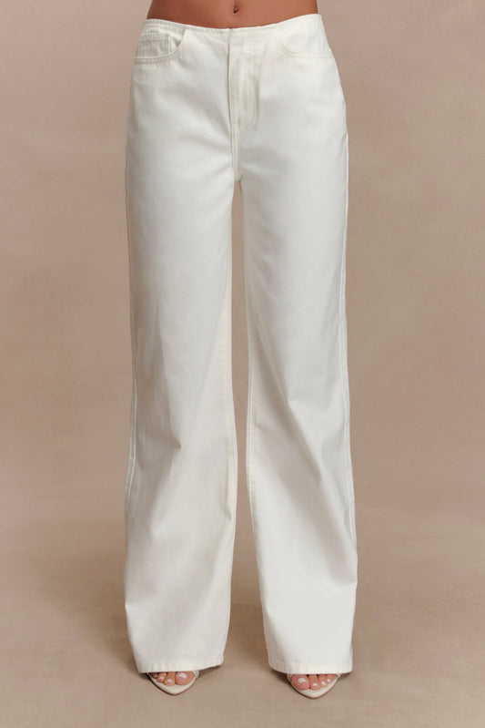 Caitlin Mid Rise Denim Jeans White