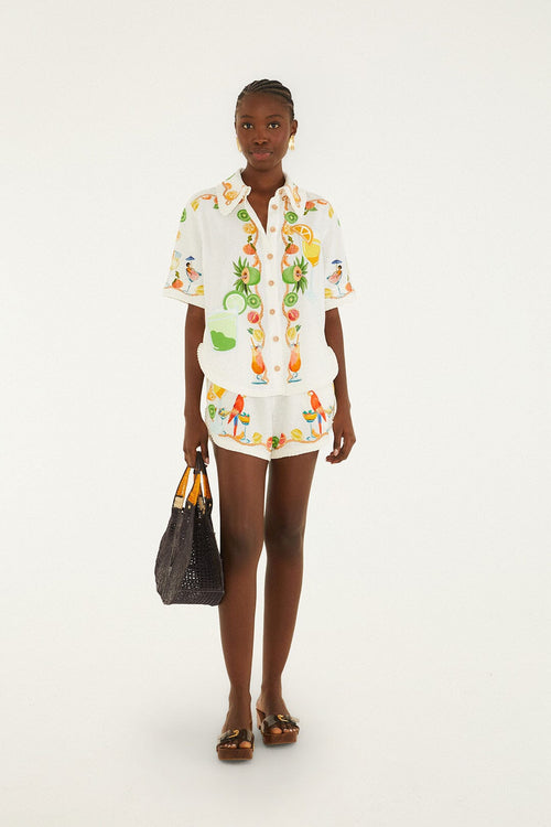 Off-White Biricutico Scarf Embroidered Drawstring Shorts
