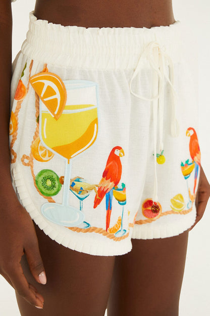 Off-White Biricutico Scarf Embroidered Drawstring Shorts