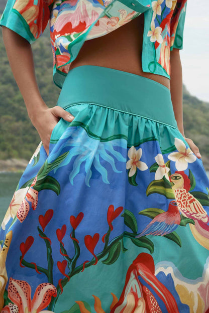 Multicolor Garden Of Life Pockets Midi Skirt