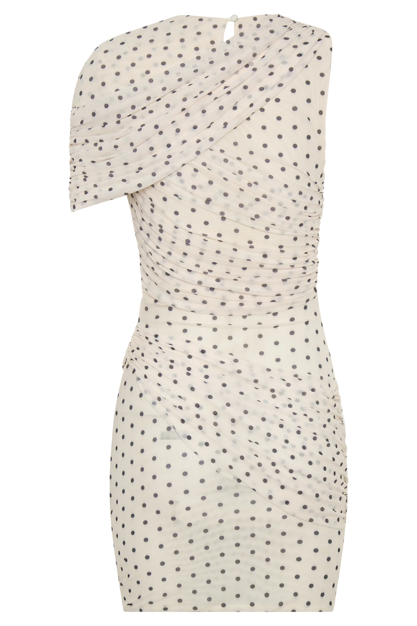 Adrienne One Shoulder Mesh Mini Dress Polka Dot