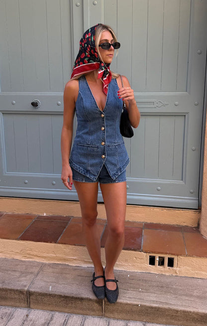 Venture Out Romper ~ Ripple Indigo